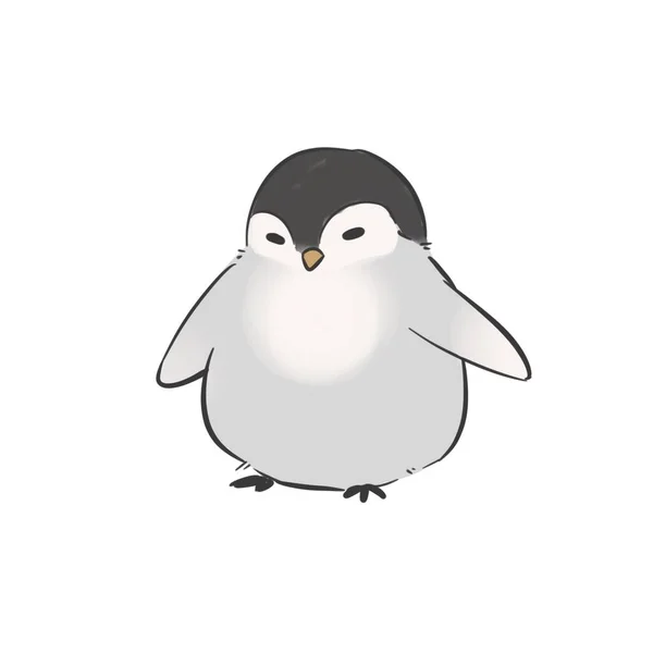 Cute Baby Penguin Ilustracja Stylizowanym Stylu Kreskówki — Zdjęcie stockowe