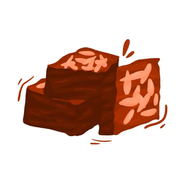 Brownies Fudgy Con Almendras Parte Superior Con Ilustración Efecto Lápiz — Foto de Stock