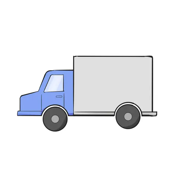 Verzending Truck Met Gestileerde Illustratie Cartoon Style — Stockfoto