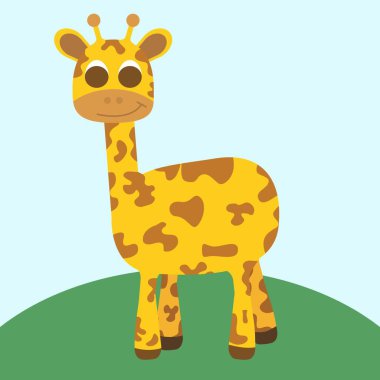 Şirin zürafa vektör çizimi düz stil. Zürafa çocuk resimleri.