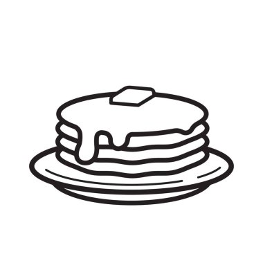 Üstünde akçaağaç şurubu ve tereyağı olan gözleme yassı ikon vektör çizimi