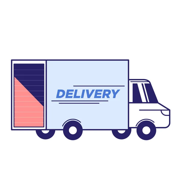 Levering Vrachtwagen Platte Pictogram Vector Illustratie Met Blauwe Roze Kleur — Stockfoto