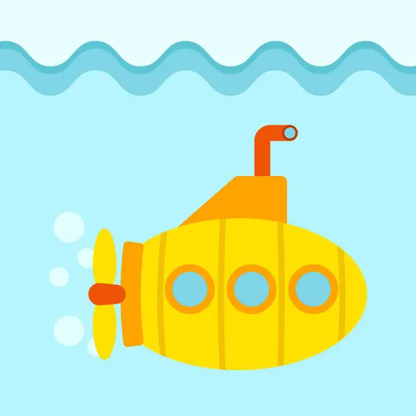 Gelbes Boot Meer Vektorillustration Flachen Design Stil Illustration Für Boot — Stockvektor