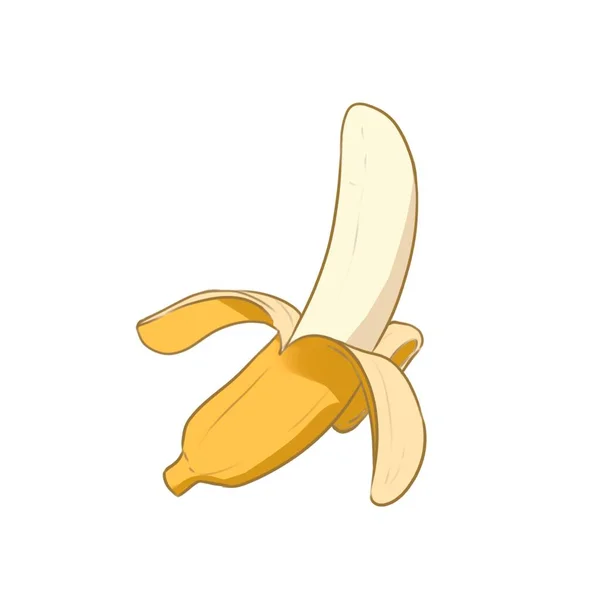 带有简单图解风格卡通的成熟香蕉 — 图库照片