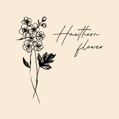 Yaprakları ve dalları olan el yapımı dikenli çiçekler. resimleme.