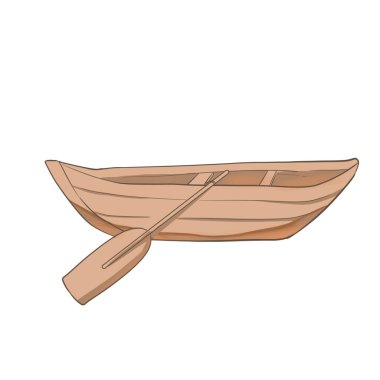 İzole edilmiş Row Boat Hand Çizim Çizimi Biçimlendirildi