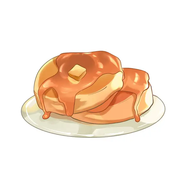 Cute Souffle Pancake Drawing Illustration Cartoon Food