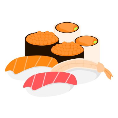 Çeşitli Suşi Resimleri İzole Edilmiş Vektör