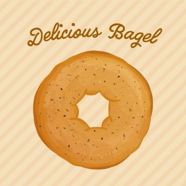 Lezzetli pastane simit tasarımı. Bagel vektör çizimi. Çörekler. Çizgi film simit çizimi.