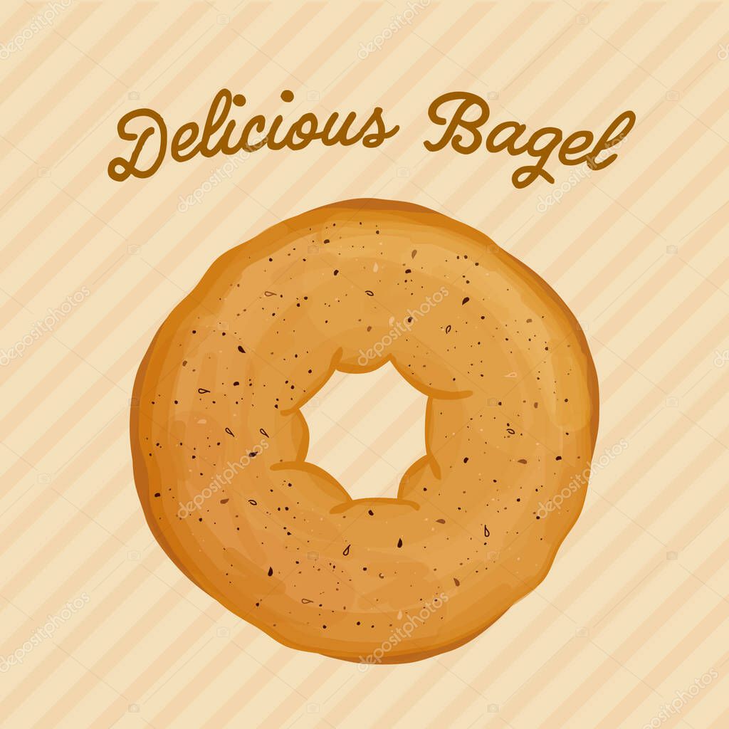 Delicious sweet bakery bagel design. Bagel vector illustration. Bagels. Cartoonish Bagel illustration.