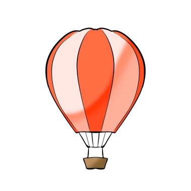 Stylized Illustration Çizgi filmiyle Sıcak Hava Balonu İllüstrasyonu