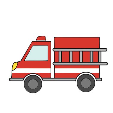 İtfaiye aracı tasviri Basit Çocuk Çizgi Filmi