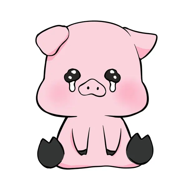 Pig Illustration Cartoon Isolated Cute Pink Hand Drawn