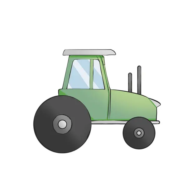 Tractor Drawing Simple Hand Drawn Raster Illustration