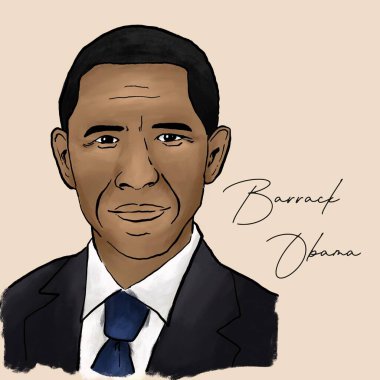 Amerika Birleşik Devletleri 'nin 44. başkanı el çizimi resim portresi