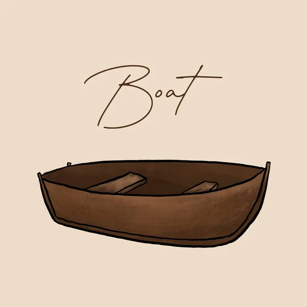 Hand drawn boat. Vector illustration.