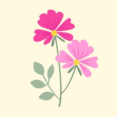 Sarı Arkaplan ile Ayrı Çiçek Vektör Resimleri