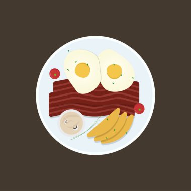 Basit ve minimalist yumurta bifteği çizimi