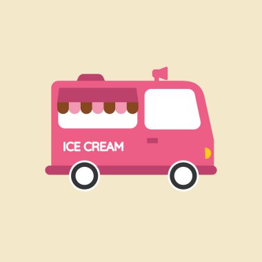 Pembe araba dondurmasının minimalist çizimi