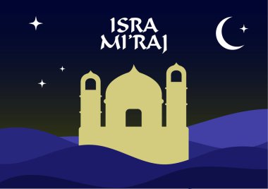 An A4 illustration poster celebrating Isra Mir'aj. clipart