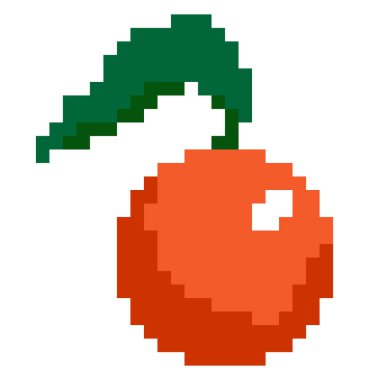 Uzun yeşil yapraklı bir portakalın pikselen vektör sanatı.