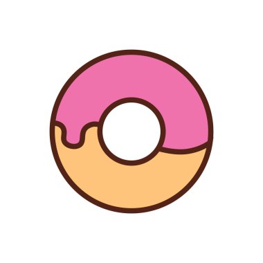 Şirin Pembe Donut Vektörü İllüstrasyonu