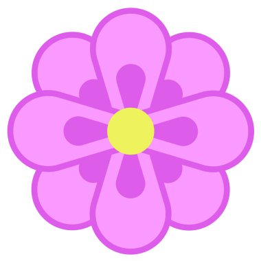 Pembe ve morumsu çiçeğin basit düz bir çizimi.