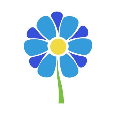 şirin mavi çiçek vektör illüstrasyonu