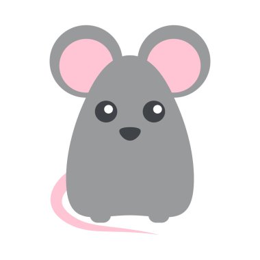 Şirin Gri Fare Vektörü İllüstrasyonu