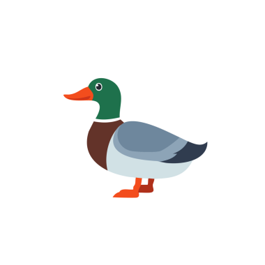 Ördek ikonu. Düz renk tasarımı. vektör illüstrasyonu.