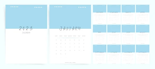 Calendar 2023 Week Starts Sunday Minimal Cute Design Template Vector — Stock Vector