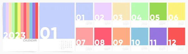 2023 Jednoduchý Barevný Kalendář Týden Začíná Neděli Moderní Duhová Barva Royalty Free Stock Ilustrace