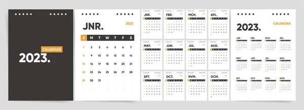 Měsíční Klasická Šablona Kalendáře Pro Rok2023 Sada Měsíců Připravena Tisku Stock Ilustrace