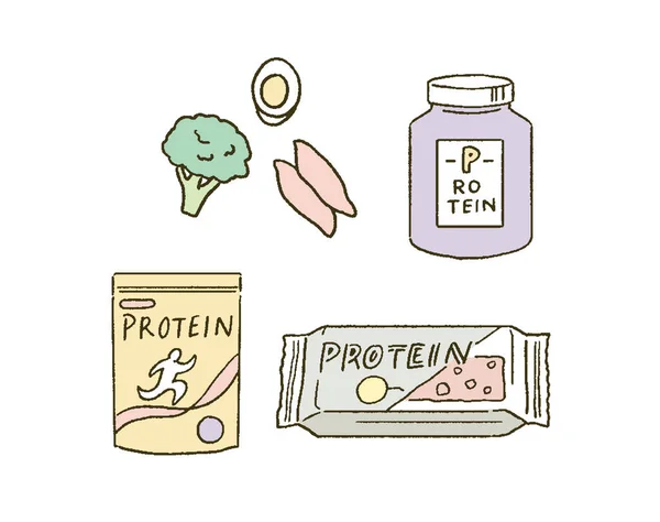 Dieta Bellezza Mangiare Cosciente Illustrazione Proteica — Vettoriale Stock
