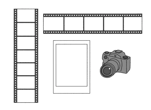 Set Semplice Illustrazioni Film Fotocamera Touch Photo — Vettoriale Stock