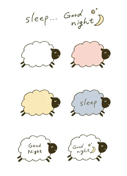 Illustration Von Schafen Und Englischer Text Zum Thema Schlaf — Stockvektor