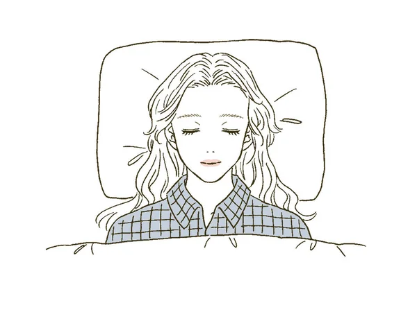 Bellezza Illustrazione Una Donna Che Dorme Letto — Vettoriale Stock