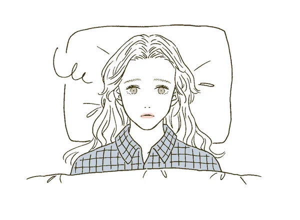 Bellezza Illustrazione Una Donna Che Difficoltà Dormire — Vettoriale Stock