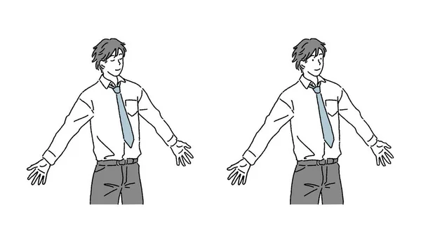 Business Clipartシンプルなタッチで深呼吸をする男のイラストセット — ストックベクタ