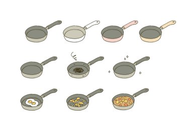 Kızartma tavası ve yemek örnekleme seti