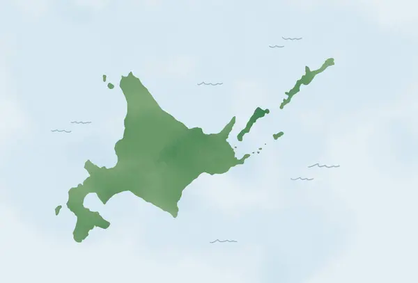 Casual Ακουαρέλα Αφής Κομψή Απεικόνιση Του Hokkaido — Φωτογραφία Αρχείου