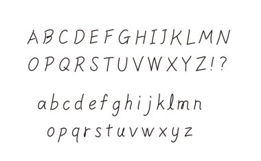 Bir dizi basit, el yazısıyla yazılmış alfabe harfleri.