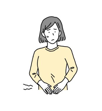 Adet sancısı, kabızlık ya da ishalden muzdarip bir kadının basit bir tasviri.