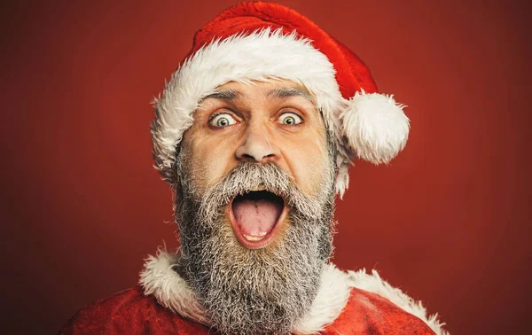 Рождеством Новым Годом Веселый Санта Клаус Традиционной Одежде Портрет Крупного — стоковое фото
