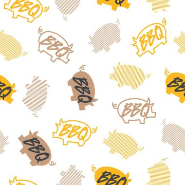 Lezzetli Domuz Barbeküsü Et Vektörü Grafiksiz Desen arkaplan ve giysi tasarımı için kullanılabilir