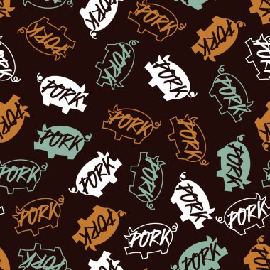 Lezzetli Domuz Etleri Soyut Gıda Vektörü Şekilsiz Desen arkaplan ve giyim tasarımı için kullanılabilir