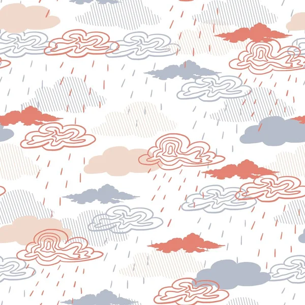 Czerwone Chmury Deszczowe Niebo Wektor Graficzny Bezszwowy Wzór Może Być — Wektor stockowy