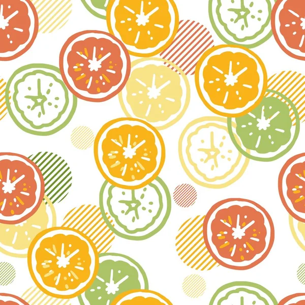 Abstract Summer Citrus Fruity Vector Graphic Seamless Pattern Can Use — Stock Vector