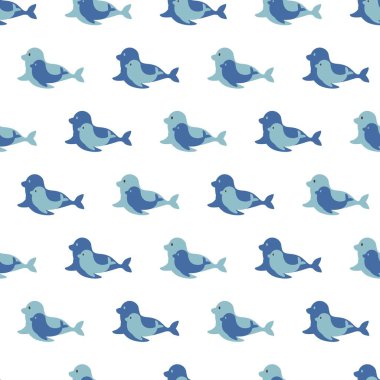 Soyut Mühürler Anne ve Çocuk Düz Vektör Deseni arkaplan ve giysi tasarımı için kullanılabilir