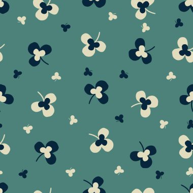 Green Clover Leaves Cute Holiday Art Vector Seamless Pattern can be use for background and apparel design